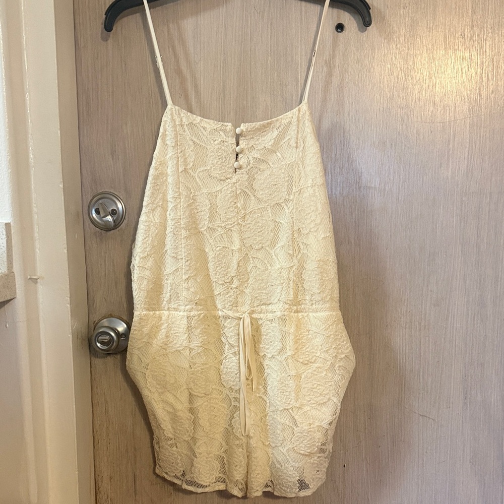 Zara Ivory Lace Buttoned detail short Romper